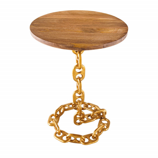 Masa laterala aurie din lemn 38 cm Chain The Home Collection