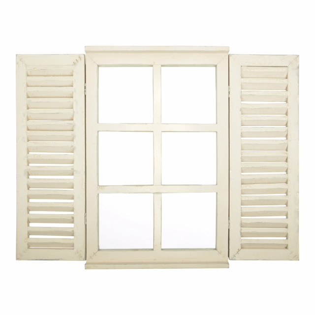 Oglinda decorativa crem din lemn 39x59 cm Window Esschert Design