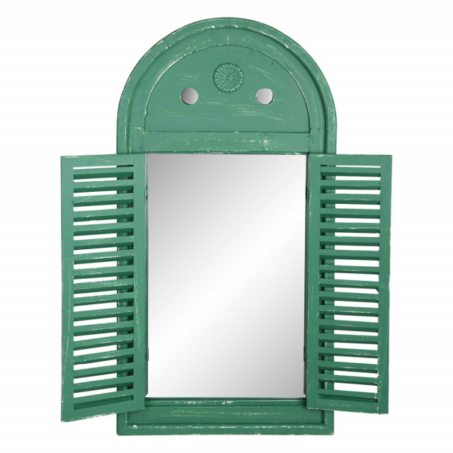 Oglinda decorativa verde din MDF si lemn 39x75 cm Louvre Esschert Design