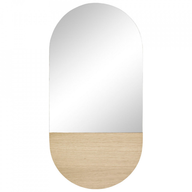 Oglinda ovala maro din lemn de stejar 50x100 cm Barnie Hubsch