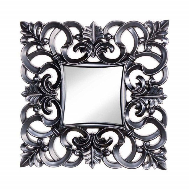 Oglinda patrata neagra din plastic 75x75 cm Venice The Home Collection