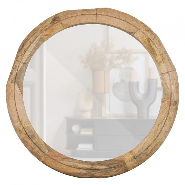 Oglinda rotunda maro din lemn de mango 101 cm Rion Woood