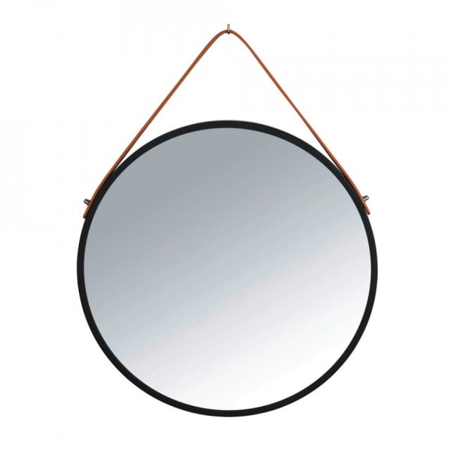 Oglinda rotunda neagra/maro din metal 40 cm Borrone Wenko