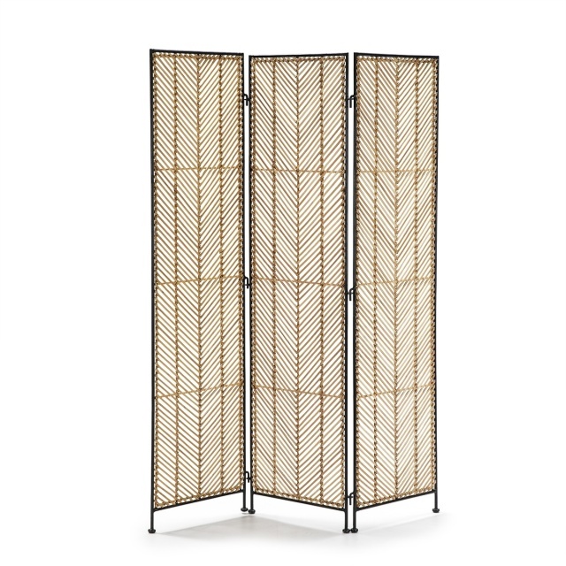 Paravan maro/negru din lemn 140x178 cm Jorge Thai Natura