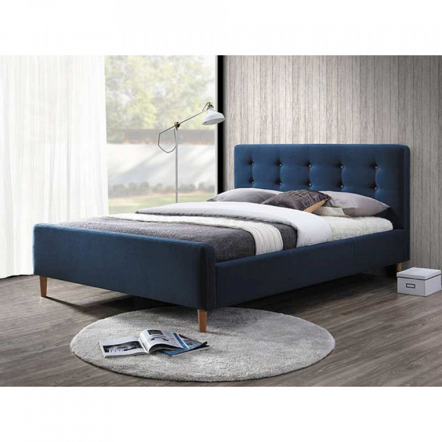Pat albastru din textil si lemn 174x219 cm Pinko The Home Collection