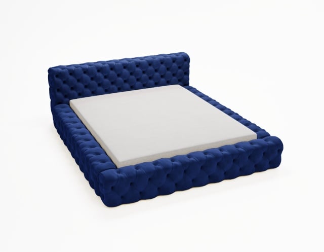 Pat albastru navy din catifea 180x200 cm Zonan FURPOL