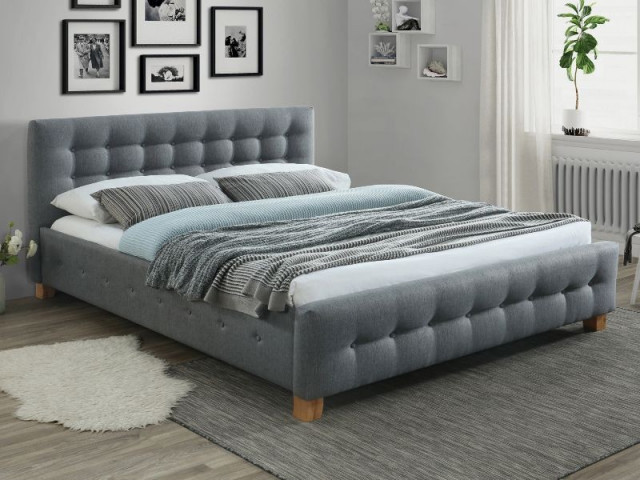 Pat gri din textil 160x200 cm Barcelona The Home Collection