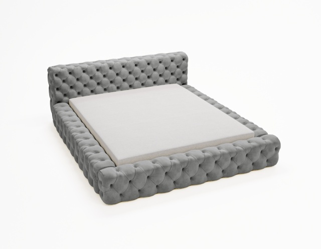 Pat gri platinat din catifea 180x200 cm Zonan FURPOL