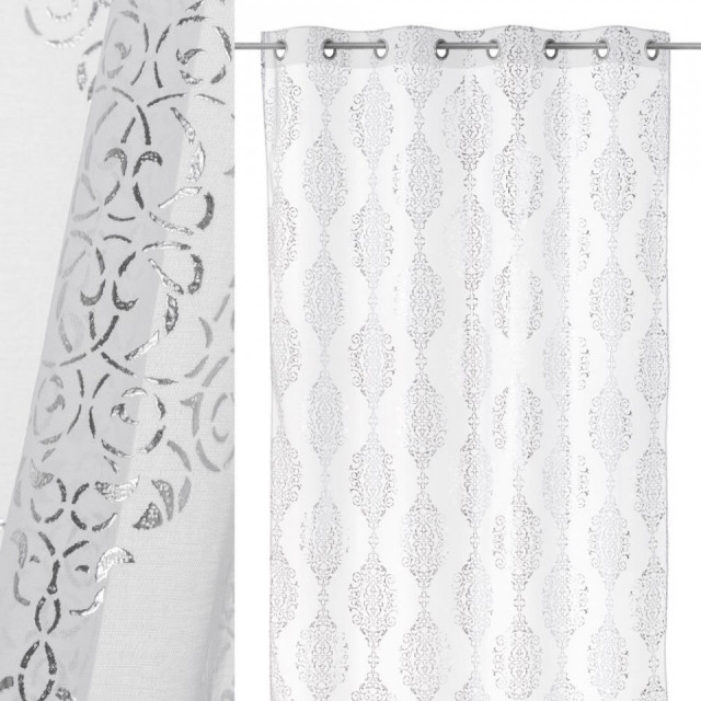 Perdea alba/argintie din fibre sintetice 140x260 cm Shim The Home Collection