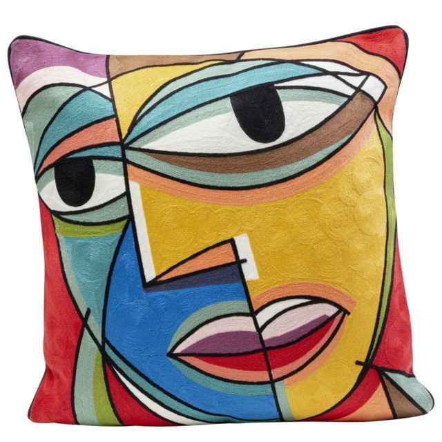 Perna patrata multicolora din bumbac 50x50 cm Faccia Arte L Kare