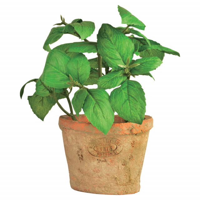 Planta artificiala cu ghiveci verde/portocalie din ceramica 15 cm Basil S Esschert Design