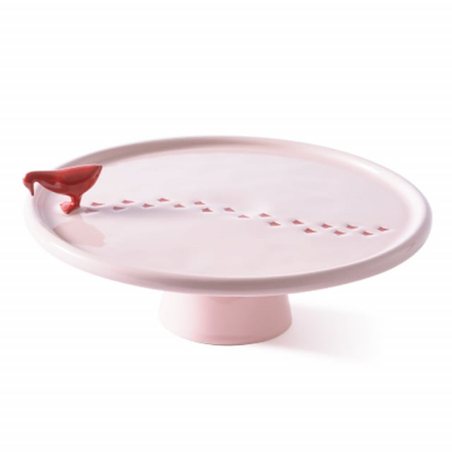 Platou cu picior roz deschis din ceramica 30 cm Walking Duck Pols Potten