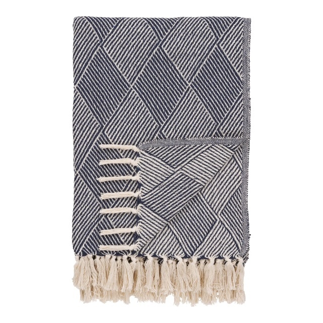 Pled albastru din fibre 130x180 cm Izmir House Nordic