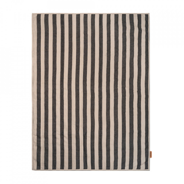 Pled bej nisipiu/ negru din fibre naturale 120x170 cm Grand Quilted Ferm Living
