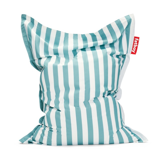 Puf dreptunghiular exterior alb/albastru din textil 134x180 cm Original Fatboy