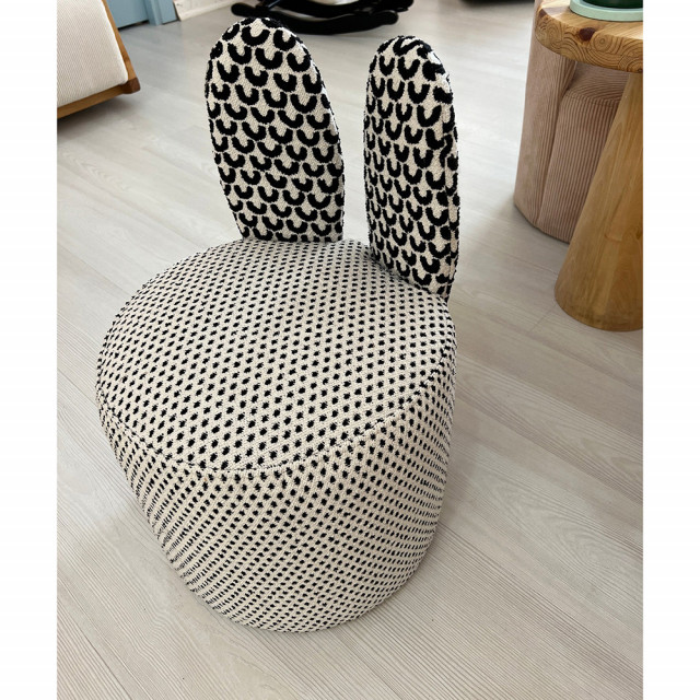 Puf rotund alb/negru din textil 39 cm Bunny The Home Collection