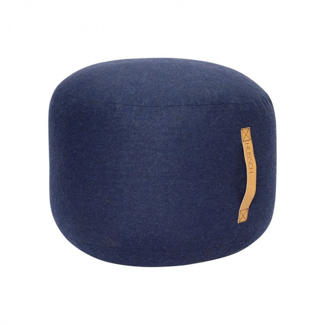 Puf rotund albastru inchis din textil 50 cm Mochi Hubsch