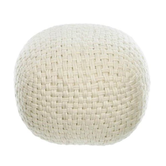 Puf rotund crem din material textil 50 cm Betty Kave Home