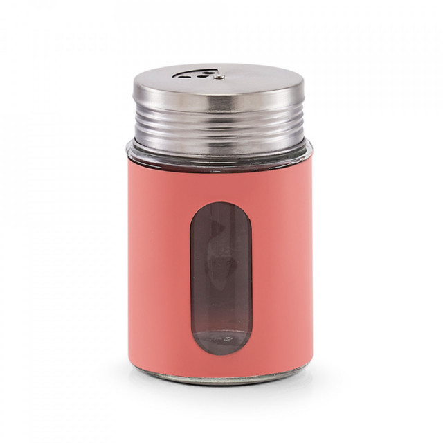 Recipient rosu corai din sticla si metal pentru condimente 7x11,5 cm Eucalyptus Zeller