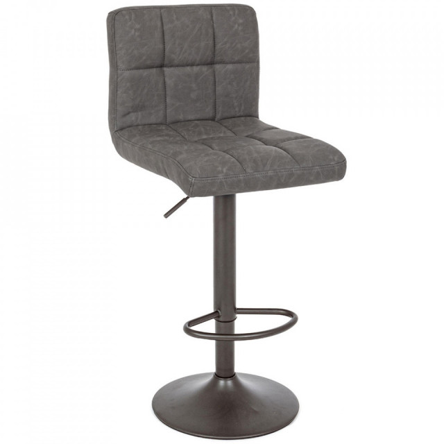Scaun bar ajustabil gri inchis din piele ecologica Greyson Bizzotto