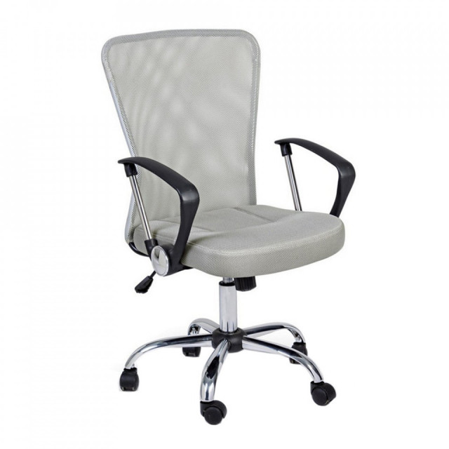Scaun birou ajustabil rotativ gri deschis din textil Brisbane Bizzotto