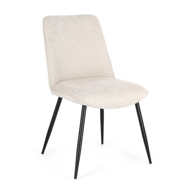Scaun dining bej/negru din textil Cora Bizzotto