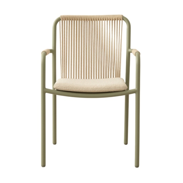 Scaun dining exterior bej/verde din textil Peralta Besolux