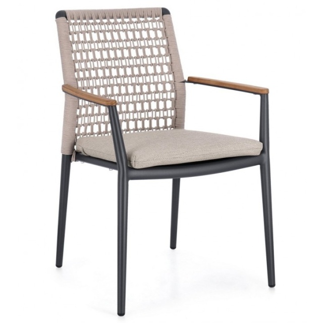 Scaun dining exterior gri carbune din metal Maddox Bizzotto