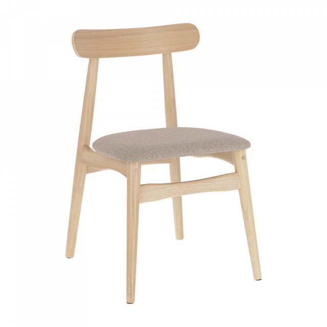 Scaun dining gri deschis/maro din poliester si lemn Nayme Kave Home
