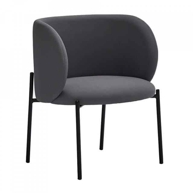 Scaun dining gri inchis din textil Mogi Teulat