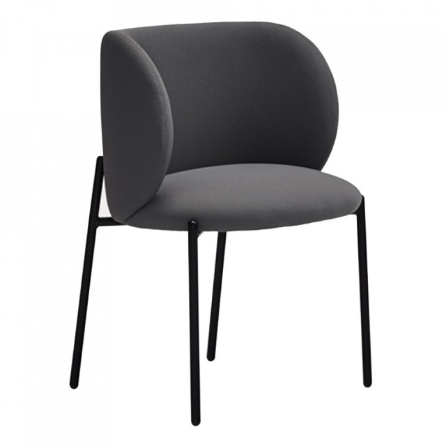 Scaun dining gri inchis/negru din textil Mogi Teulat