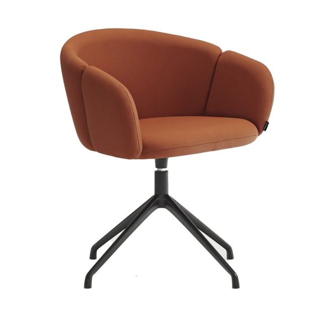 Scaun dining rotativ maro teracota/negru din piele ecologica Add Teulat