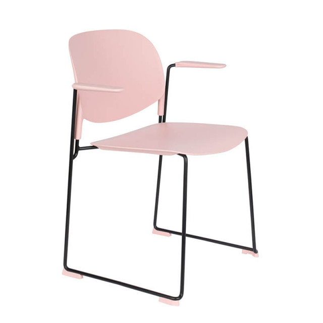 Scaun dining roz/negru din plastic si metal Stacks Arm The Home Collection