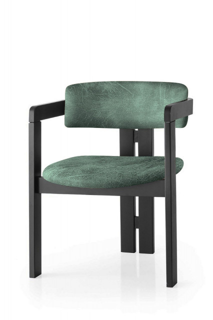Scaun dining verde/negru din catifea Corsa The Home Collection