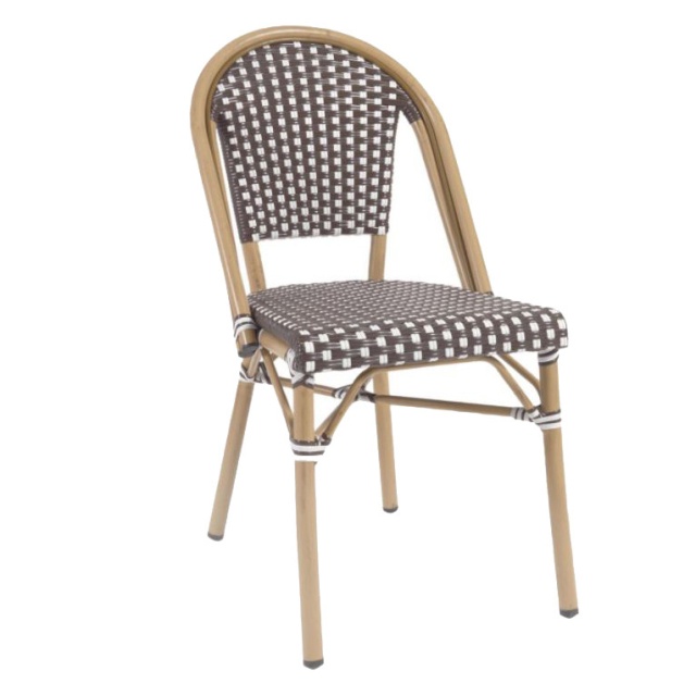 Scaun exterior dining maro/alb din metal Marilyn Kave Home