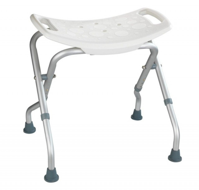 Scaunel pliabil alb/gri din metal Secura Bath Wenko