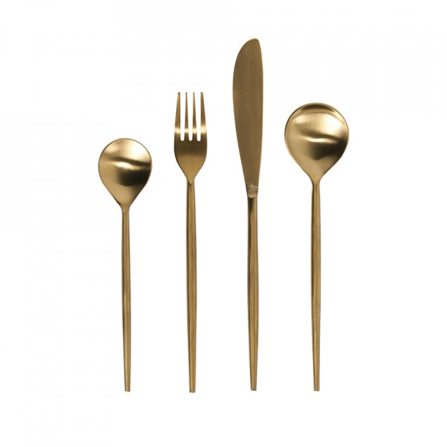 Set 16 tacamuri aurii din metal Lite Rounded Kave Home
