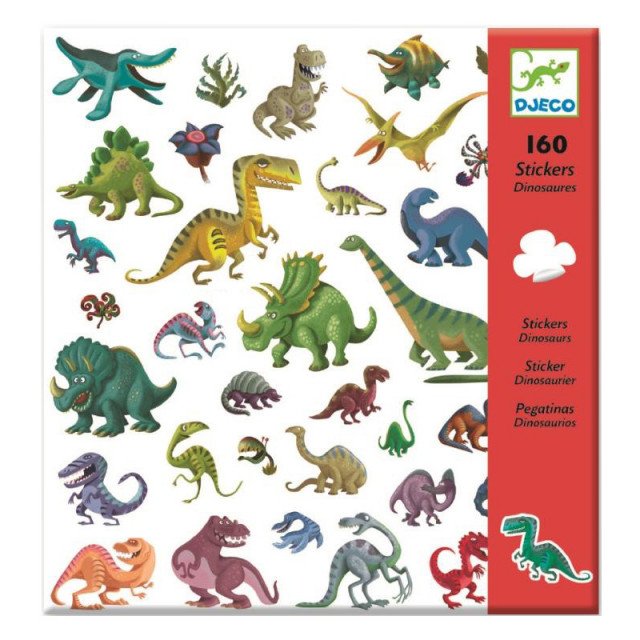Set 160 stickere multicolore din hartie Dino Djeco