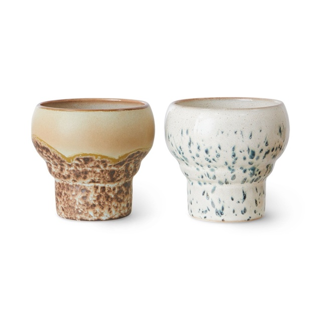 Set 2 cesti multicolore din ceramica 240 ml Coral HKliving