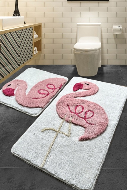 Set 2 covorase de baie multicolore din fibre sintetice Flamingo The Home Collection