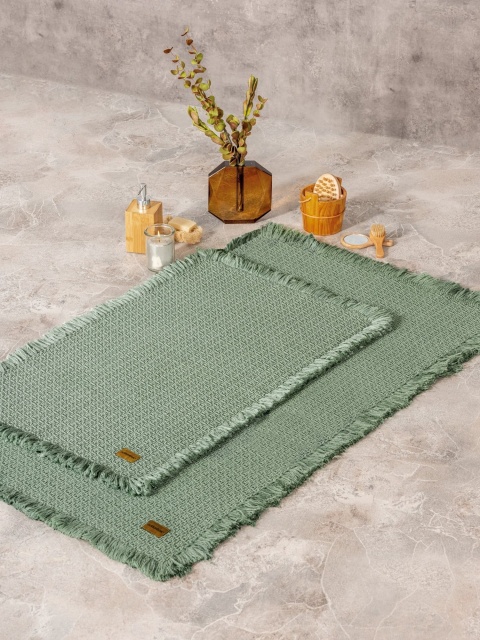 Set 2 covorase de baie verde din bumbac 75x125 cm Karo The Home Collection