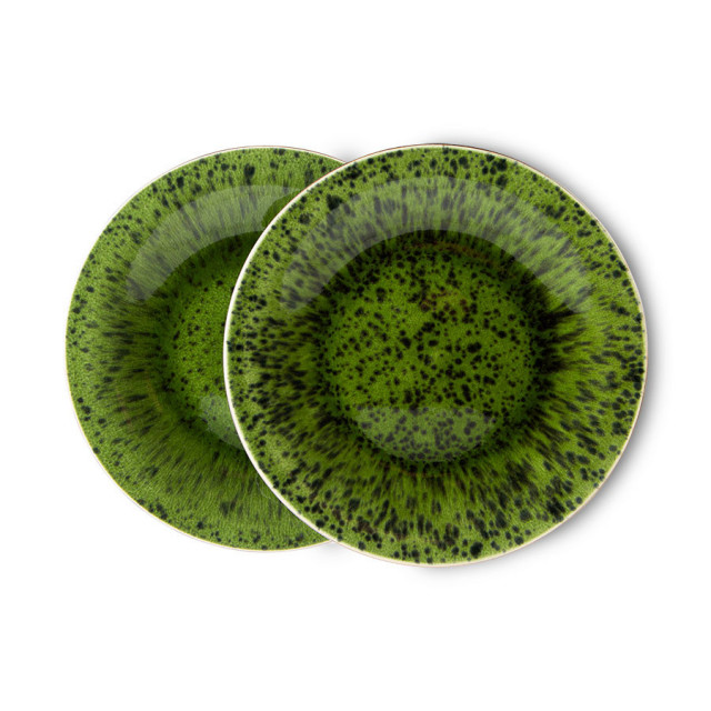 Set 2 farfurii intinse verzi din ceramica 22 cm Emeralds HKliving