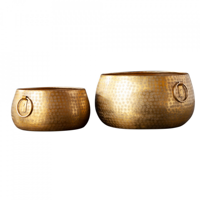 Set 2 ghivece decorative aurii din aluminiu Orient The Home Collection