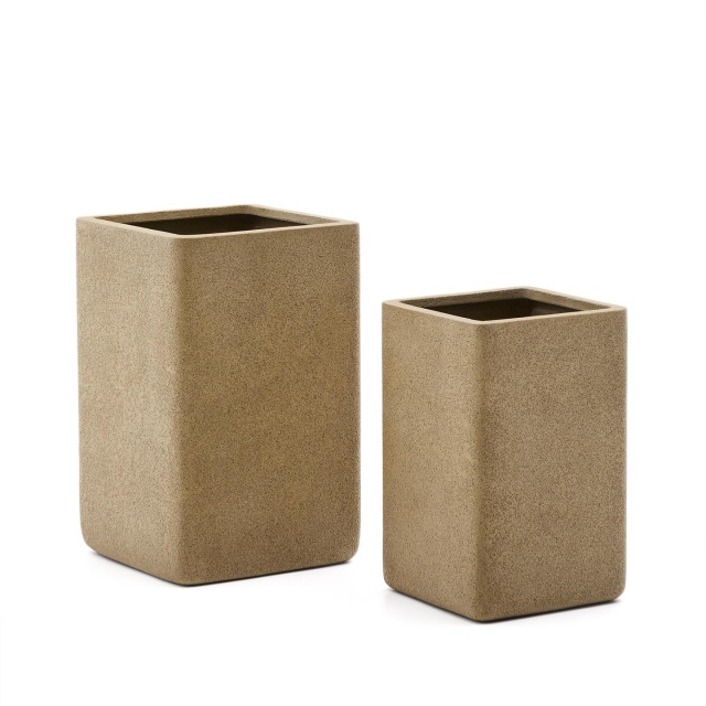 Set 2 ghivece galben mustar din ceramica Minoa Kave Home