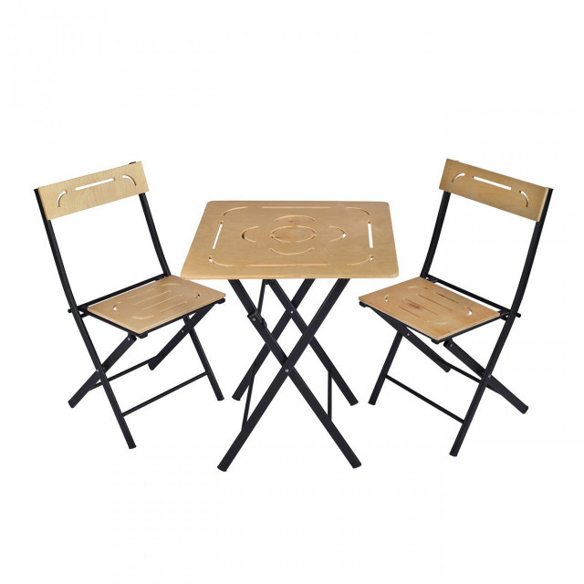 Set 2 scaune si masa dining maro/neagra din metal Bistro 8 The Home Collection