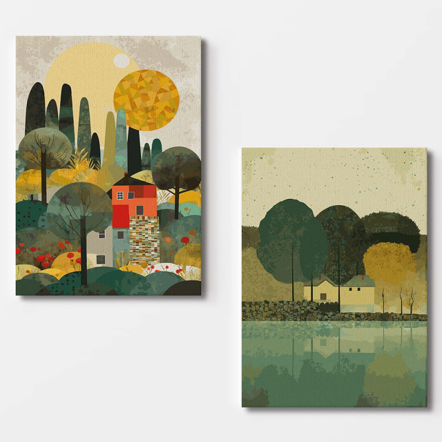 Set 2 tablouri multicolore din fibre naturale 50x70 cm Dacota The Home Collection