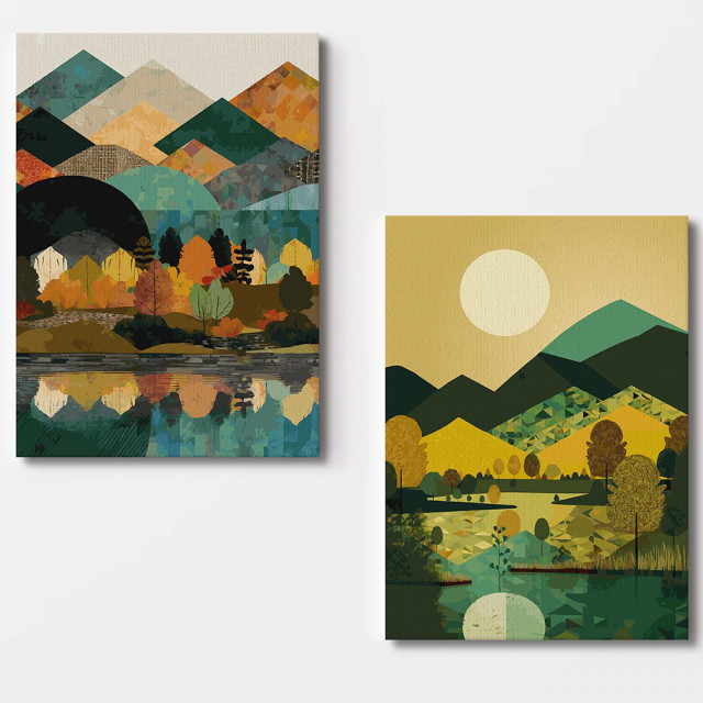 Set 2 tablouri multicolore din fibre naturale 70x100 cm Loreto The Home Collection
