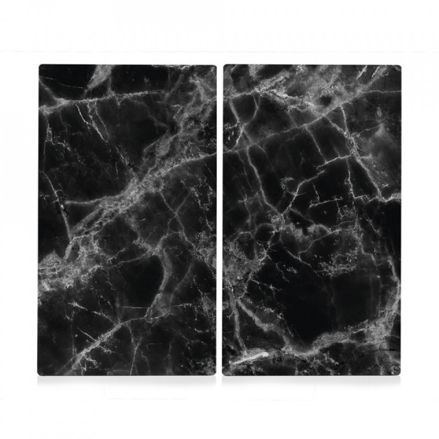 Set 2 tocatoare dreptunghiulare negre din sticla 30x52 cm Marble Zeller