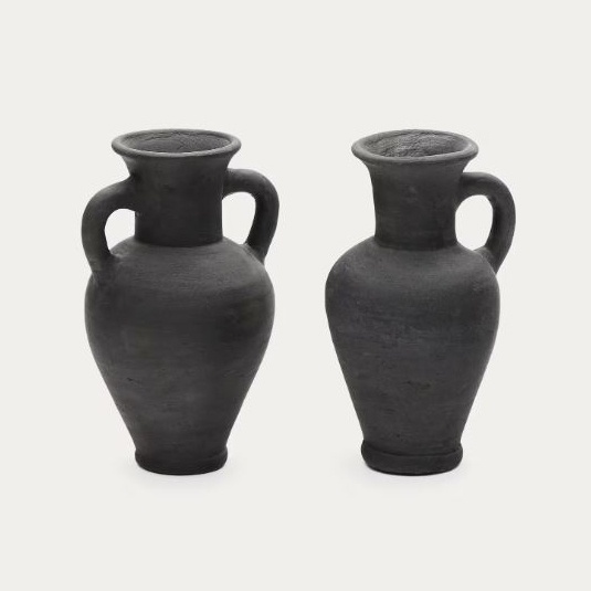 Set 2 vaze negre din ceramica Tefare Kave Home