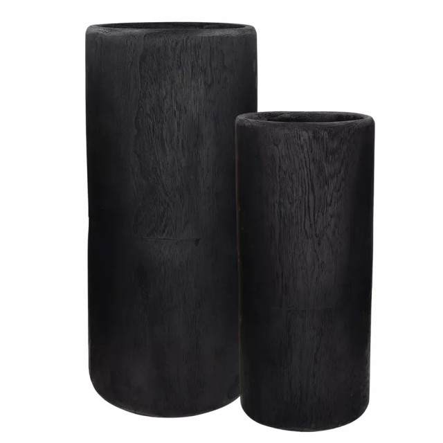 Set 2 vaze negre din lemn 50/65 cm Pure Pomax